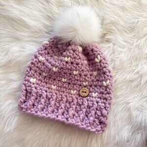 Purple Lilac Crochet Hat, Toque, Baby, Toddler, Winter, Warm Beanie, Handmade